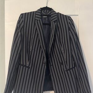 DKNY Women's Black and White Striped Blazer